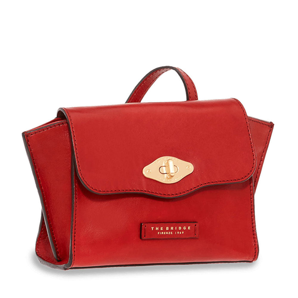 Borsa Donna a Tracolla con Pattina THE BRIDGE linea Barbara in Pelle Rosso Ribes
