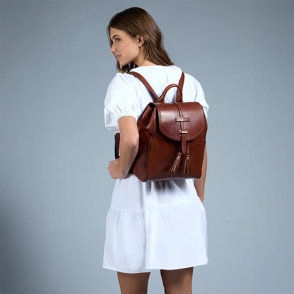 Zaino Donna con Pattina THE BRIDGE in Pelle Marrone linea Florentin