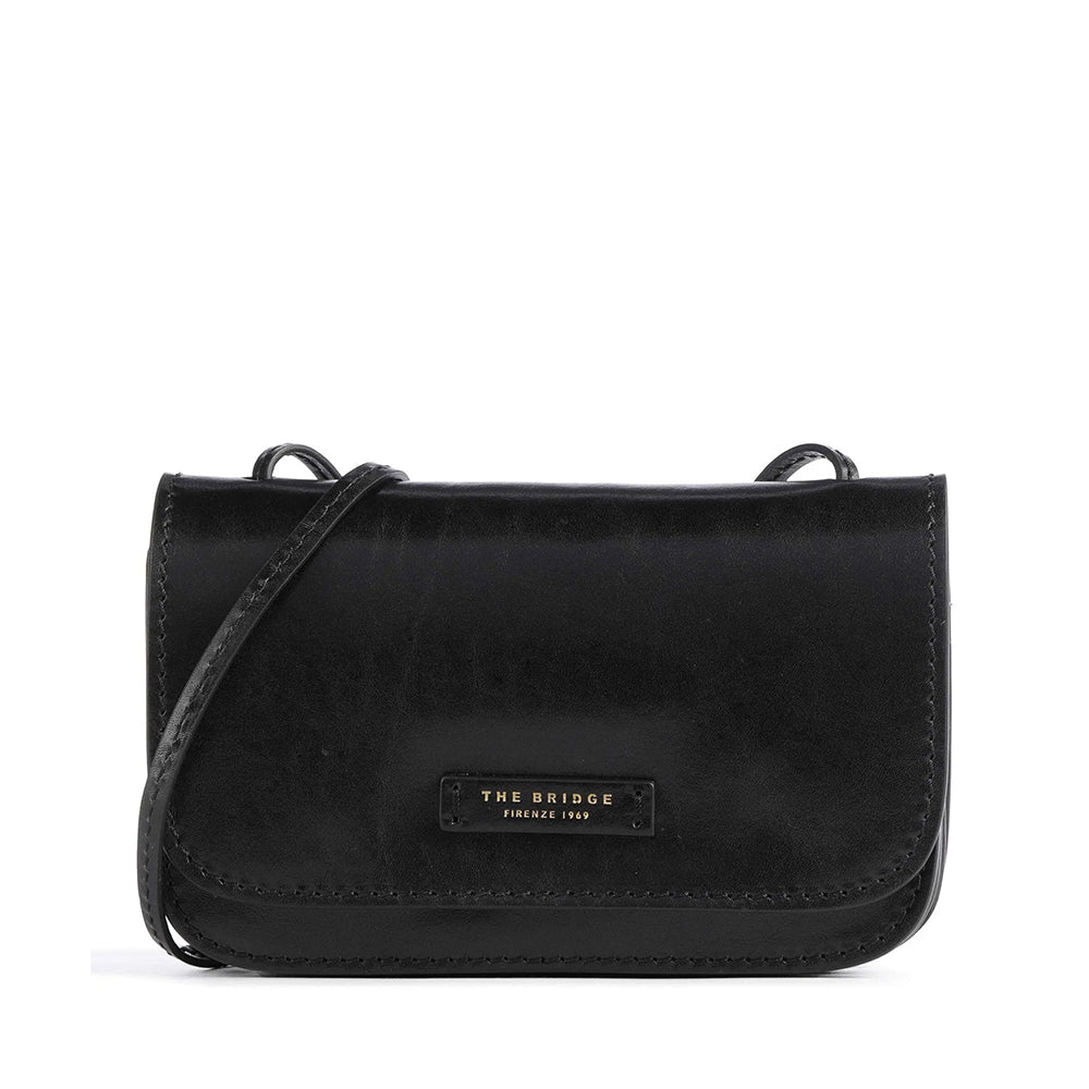 Mini Bag a Tracolla THE BRIDGE linea Rustici in Pelle Nera