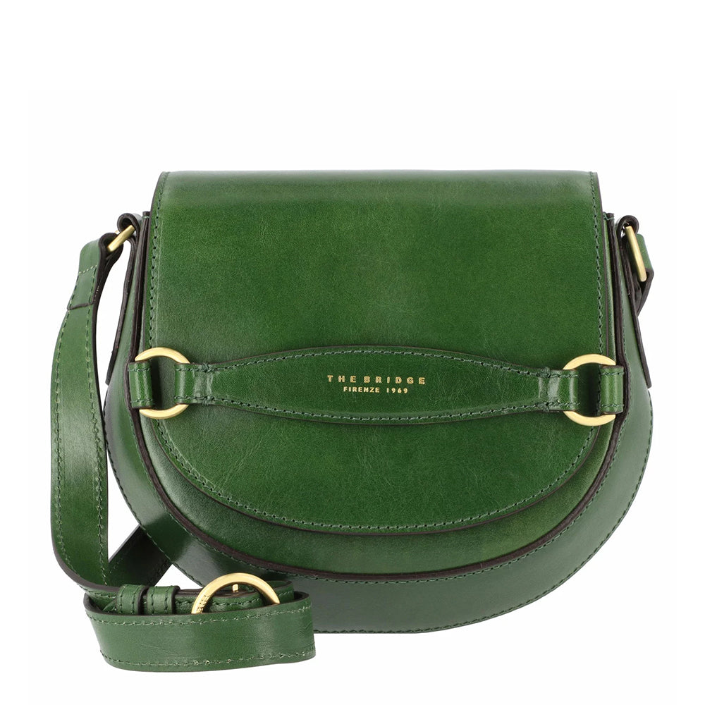 THE BRIDGE Damen-Umhängetasche Bettina-Linie aus smaragdgrünem Leder