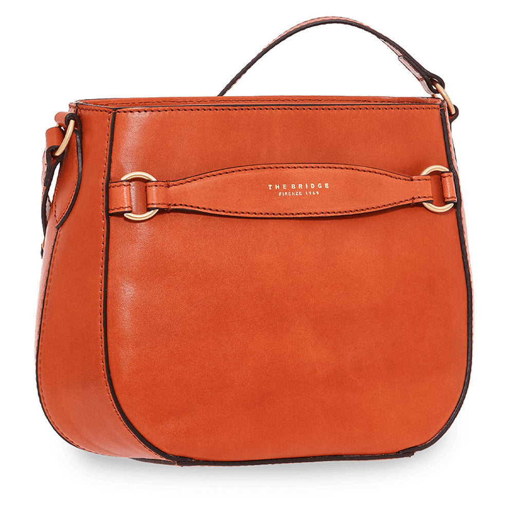 Hobo-Schultertasche für Damen THE BRIDGE Bettina-Linie aus rostorangefarbenem Leder