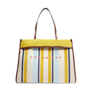Beach Bag Donna THE BRIDGE linea Elisa Wow in Cotone e Pelle Naturale Marrone e Celeste