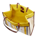 Beach Bag Donna THE BRIDGE linea Elisa Wow in Cotone e Pelle Naturale Marrone e Celeste