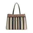 Strandtasche Damen THE BRIDGE Elisa Wow Linie aus Baumwolle und Naturleder Thymian und Rose