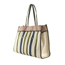 Strandtasche Damen THE BRIDGE Elisa Wow Linie aus Baumwolle und Naturleder Thymian und Rose
