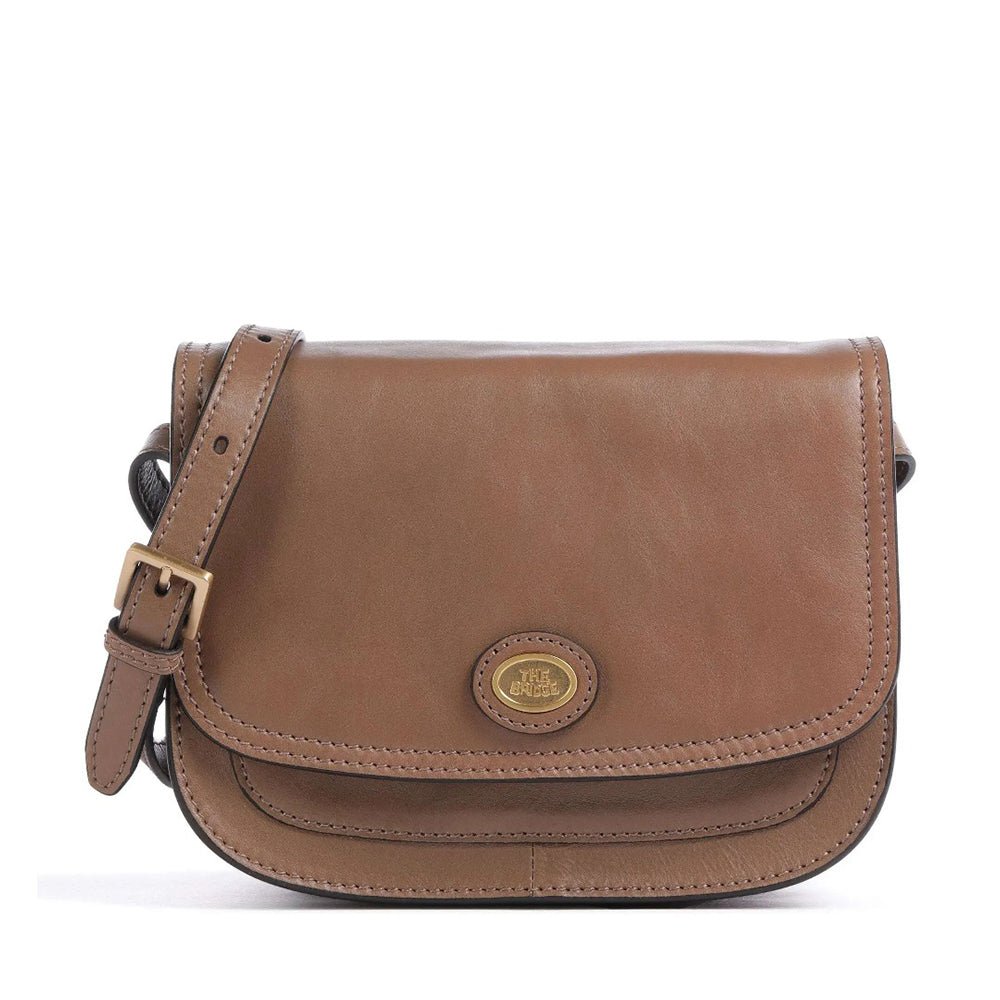 THE BRIDGE Story Line Kleine Damen-Umhängetasche aus beigem Leder