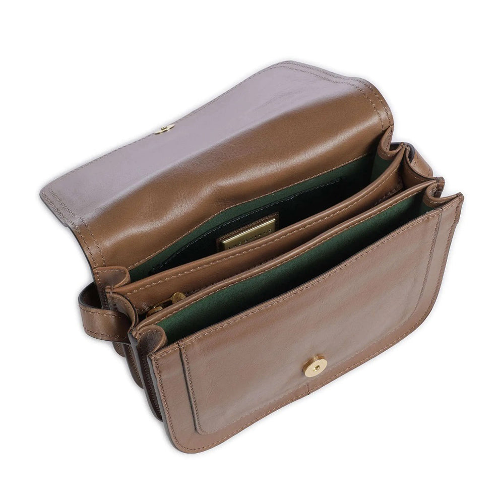 THE BRIDGE Story Line Kleine Damen-Umhängetasche aus beigem Leder