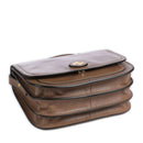 THE BRIDGE Story Line Kleine Damen-Umhängetasche aus beigem Leder