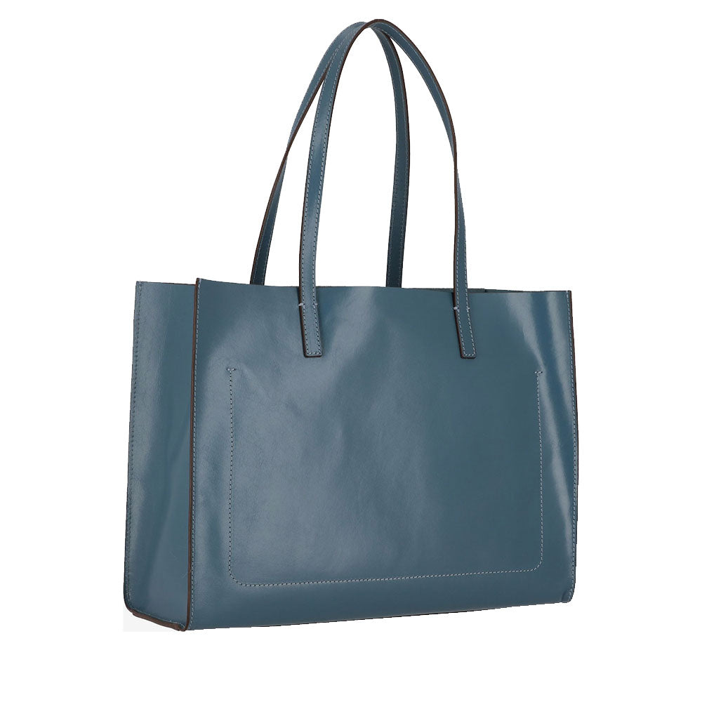 Borsa Donna Shopper THE BRIDGE Linea Mirra in Pelle color Ceruleo