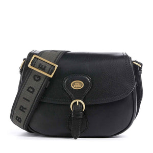 Women's Black Leather Crossbody Bag THE BRIDGE Isadora