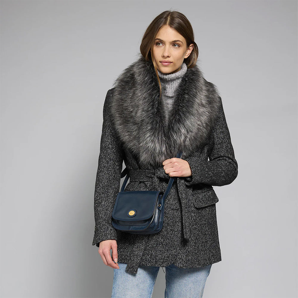 Borsa Donna a Tracolla Small THE BRIDGE linea Story in Pelle Blu Oltremare