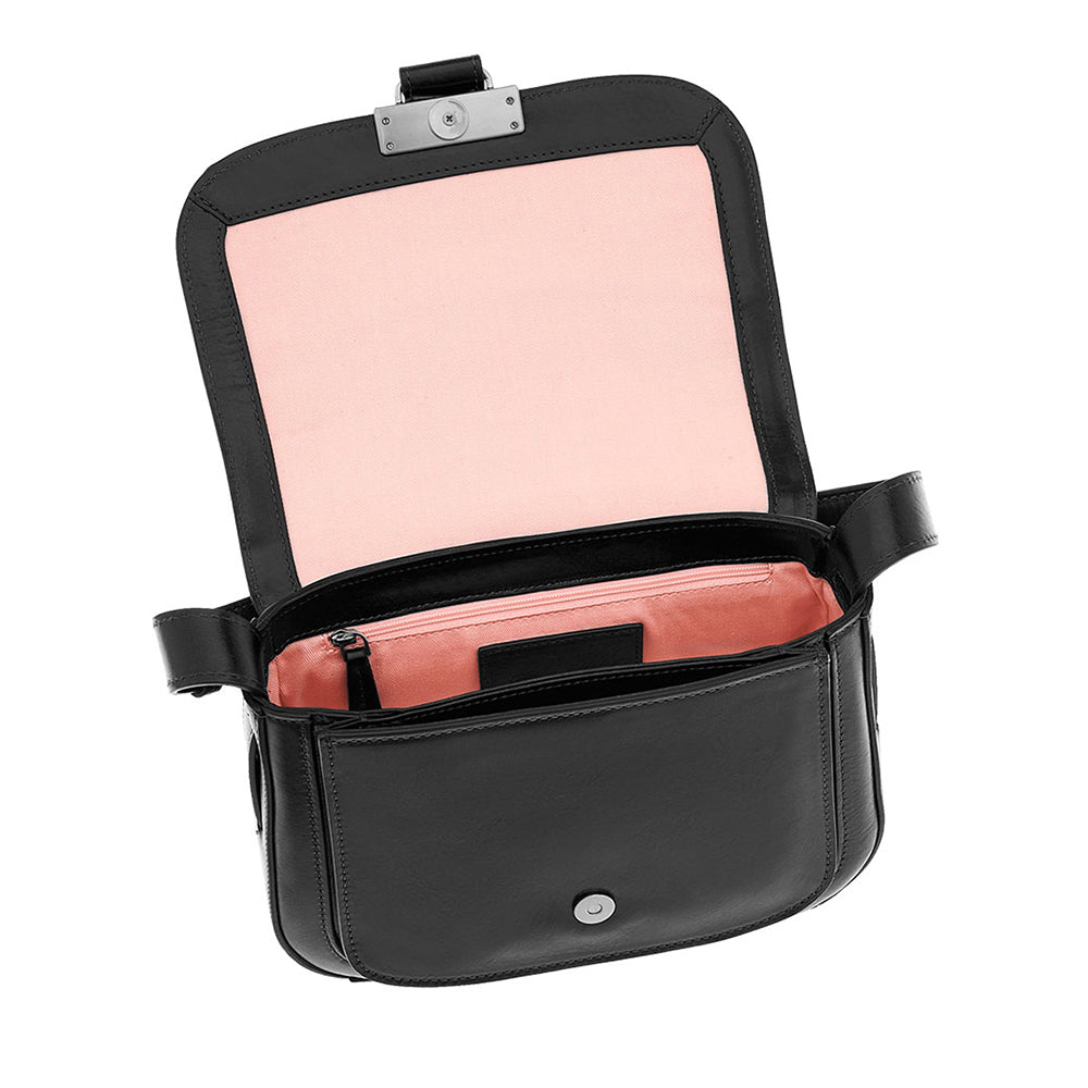 THE BRIDGE Mittlere Damen-Umhängetasche der Benedetta-Linie aus schwarzem Leder