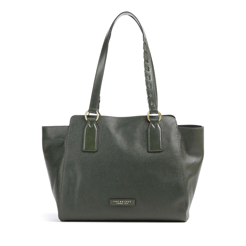Shopping Bag Donna THE BRIDGE linea Ines in Pelle Verde Tirolo