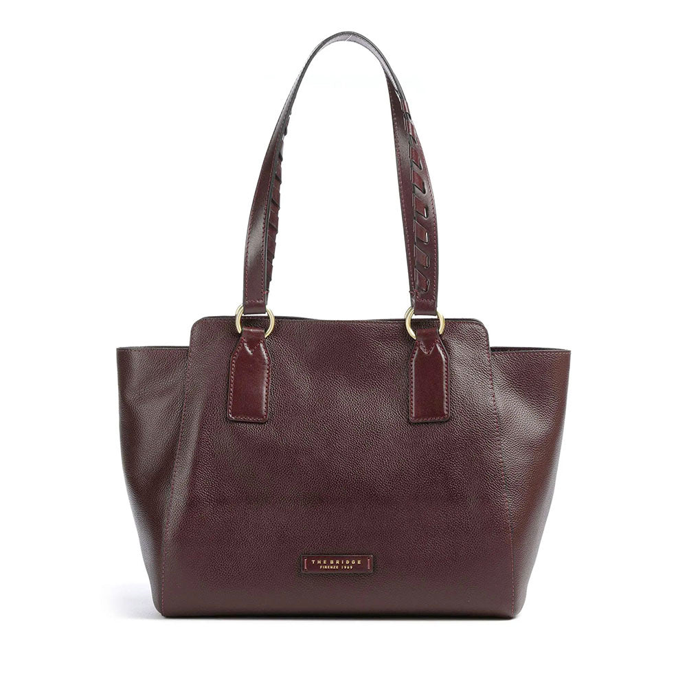Shopping Bag Donna THE BRIDGE linea Ines in Pelle color Mosto