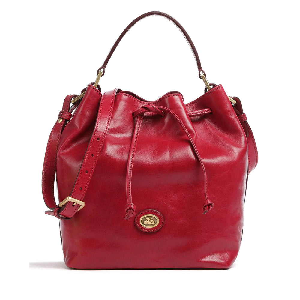 THE BRIDGE Damen Bucket Bag Story Line aus beerigem rotem Leder