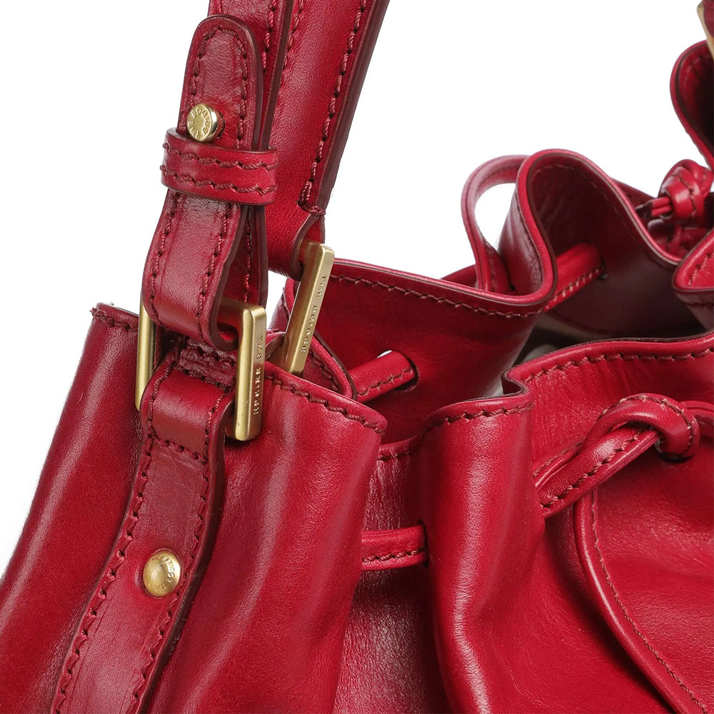 THE BRIDGE Damen Bucket Bag Story Line aus beerigem rotem Leder