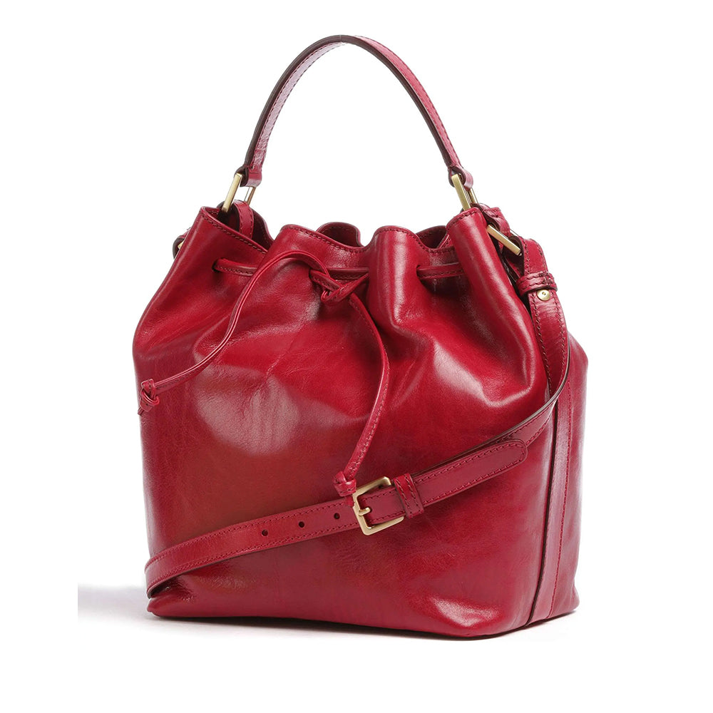 THE BRIDGE Damen Bucket Bag Story Line aus beerigem rotem Leder