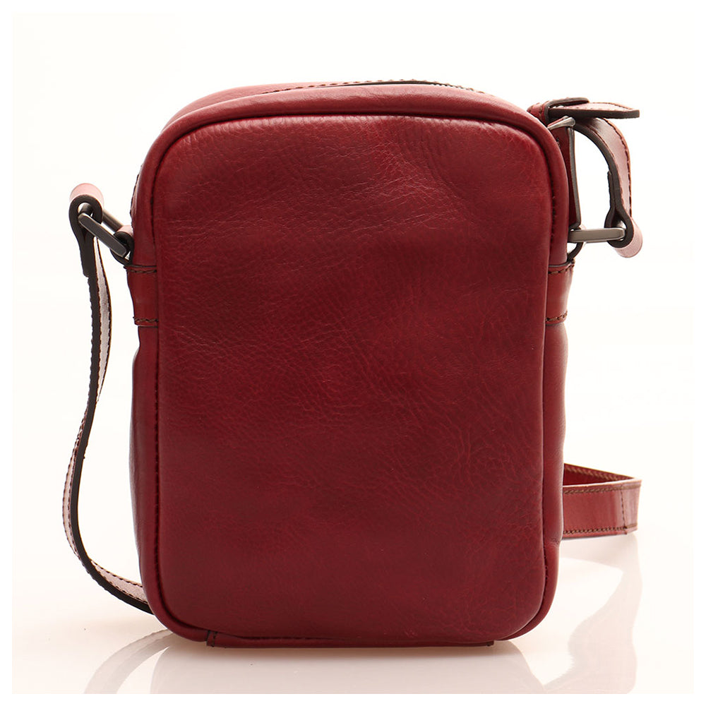 Kleine Herrentasche THE BRIDGE aus gehämmertem Leder in Burgunderrot, Linie Capalbio, hergestellt in Italien