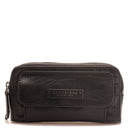 Herren-Clutch mit Armband und Schultergurt THE BRIDGE Alberto-Linie aus schwarzem Leder