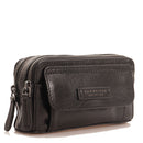 Herren-Clutch mit Armband und Schultergurt THE BRIDGE Alberto-Linie aus schwarzem Leder