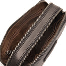 Herren-Clutch mit Armband und Schultergurt THE BRIDGE Alberto-Linie aus schwarzem Leder