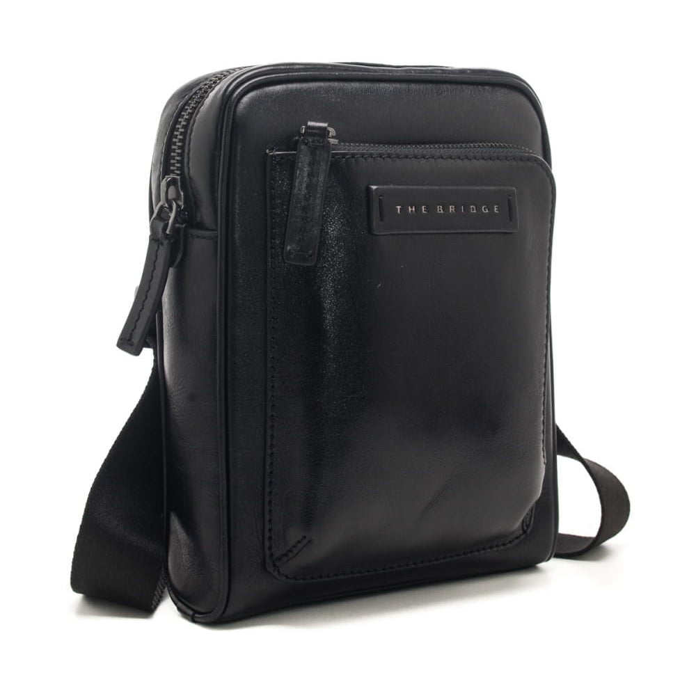 THE BRIDGE Filippo Line Große Herrentasche aus schwarzem Leder