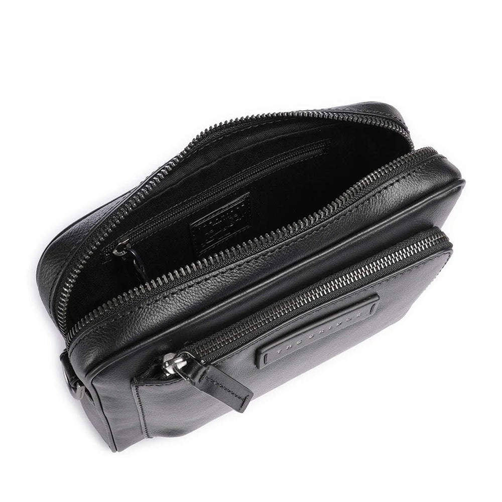 THE BRIDGE Filippo Line Horizontale Herrentasche aus schwarzem Leder