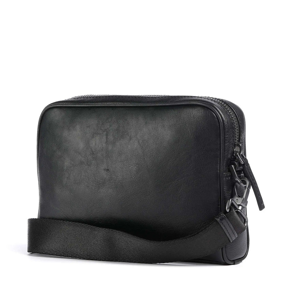 THE BRIDGE Filippo Line Horizontale Herrentasche aus schwarzem Leder