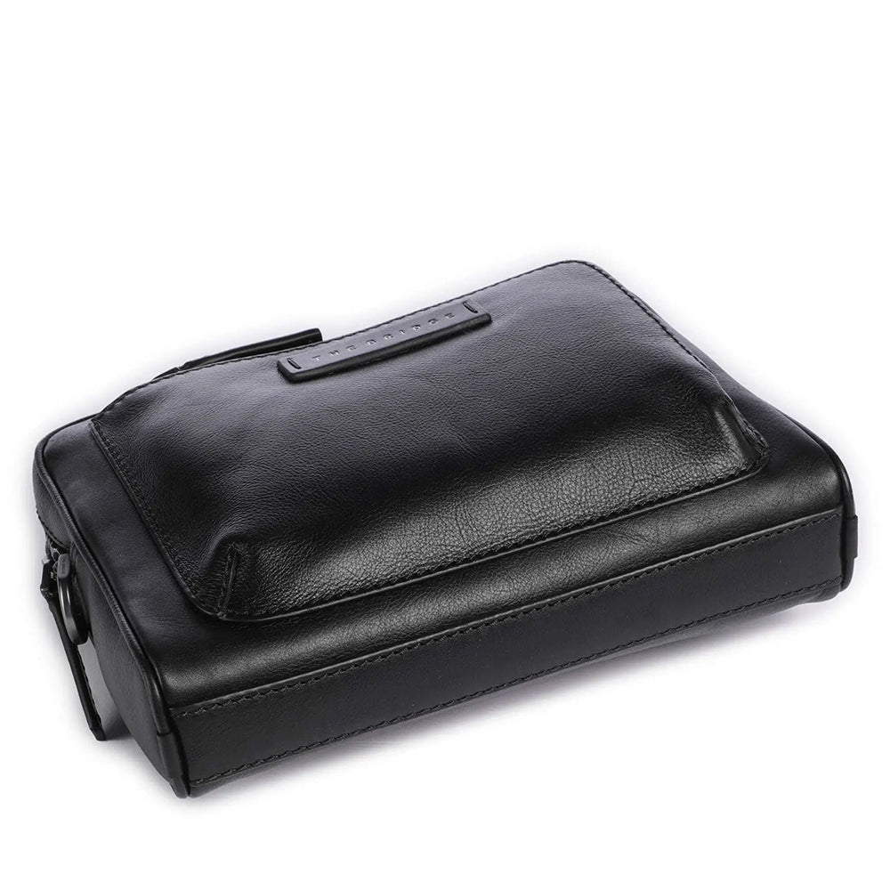 THE BRIDGE Filippo Line Horizontale Herrentasche aus schwarzem Leder