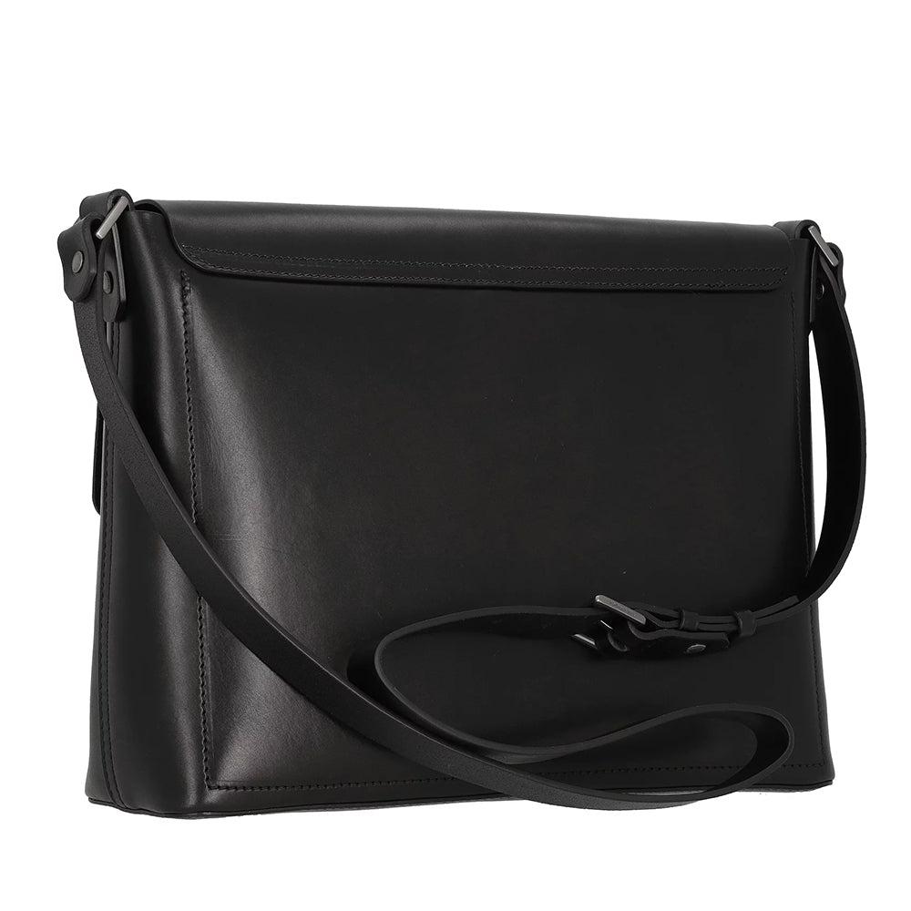 THE BRIDGE Herren Messenger Bag aus der Lorenzo Linie in schwarzem Leder