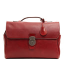 THE BRIDGE 13" Laptop-Aktentasche mit Schultergurt aus bordeauxrot genarbtem Leder der Capalbio-Linie