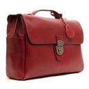 THE BRIDGE 13" Laptop-Aktentasche mit Schultergurt aus bordeauxrot genarbtem Leder der Capalbio-Linie