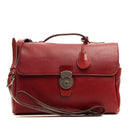 THE BRIDGE 13" Laptop-Aktentasche mit Schultergurt aus bordeauxrot genarbtem Leder der Capalbio-Linie