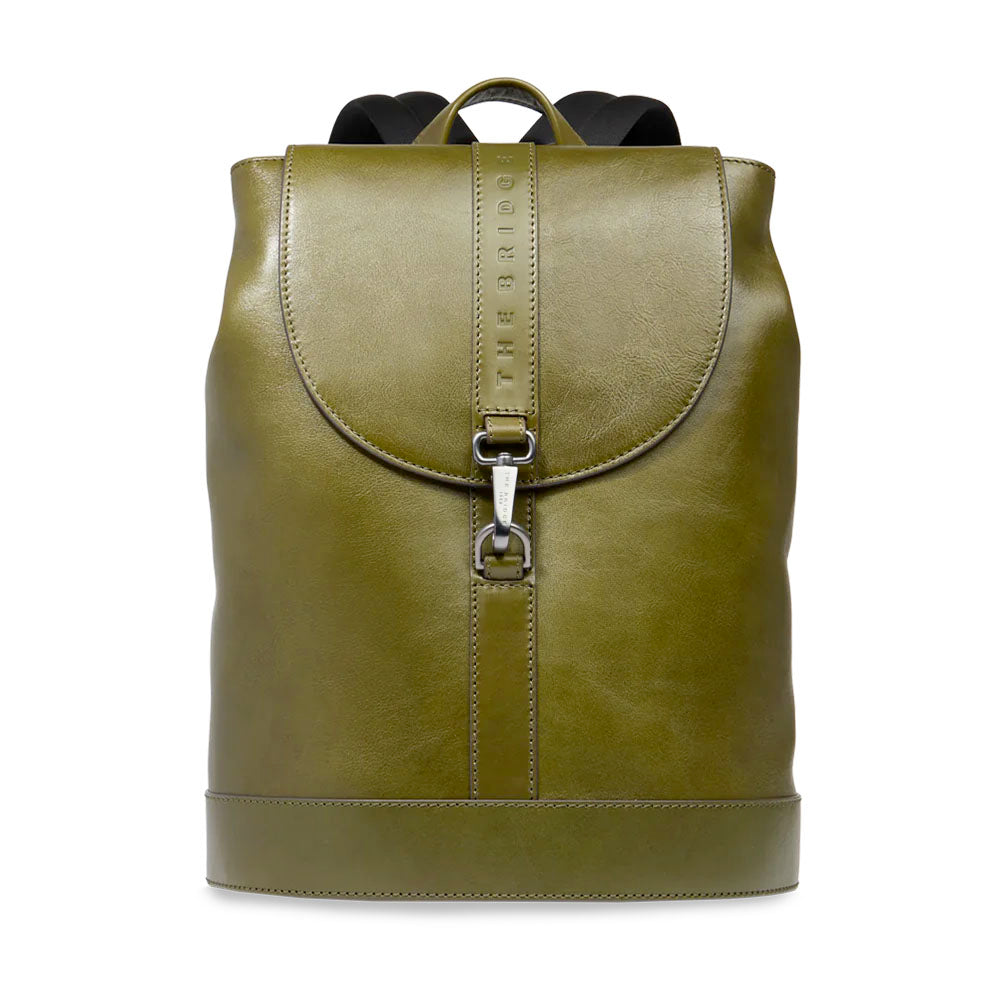 Zaino Uomo con Pattina THE BRIDGE linea Giacomo in Pelle Verde Timo