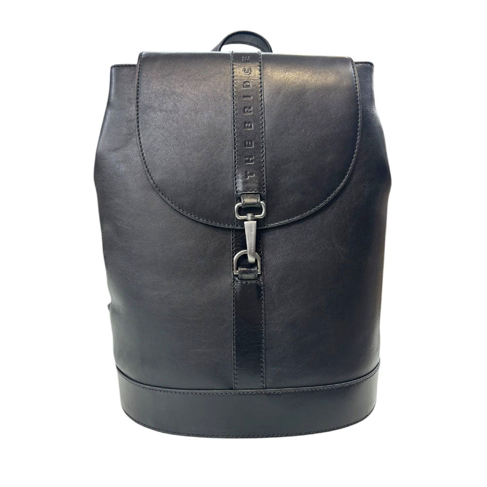 Zaino Uomo con Pattina THE BRIDGE linea Giacomo in Pelle Nera