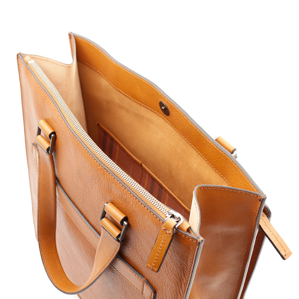 Cartella Uomo Verticale THE BRIDGE linea Leone in Pelle color Cognac