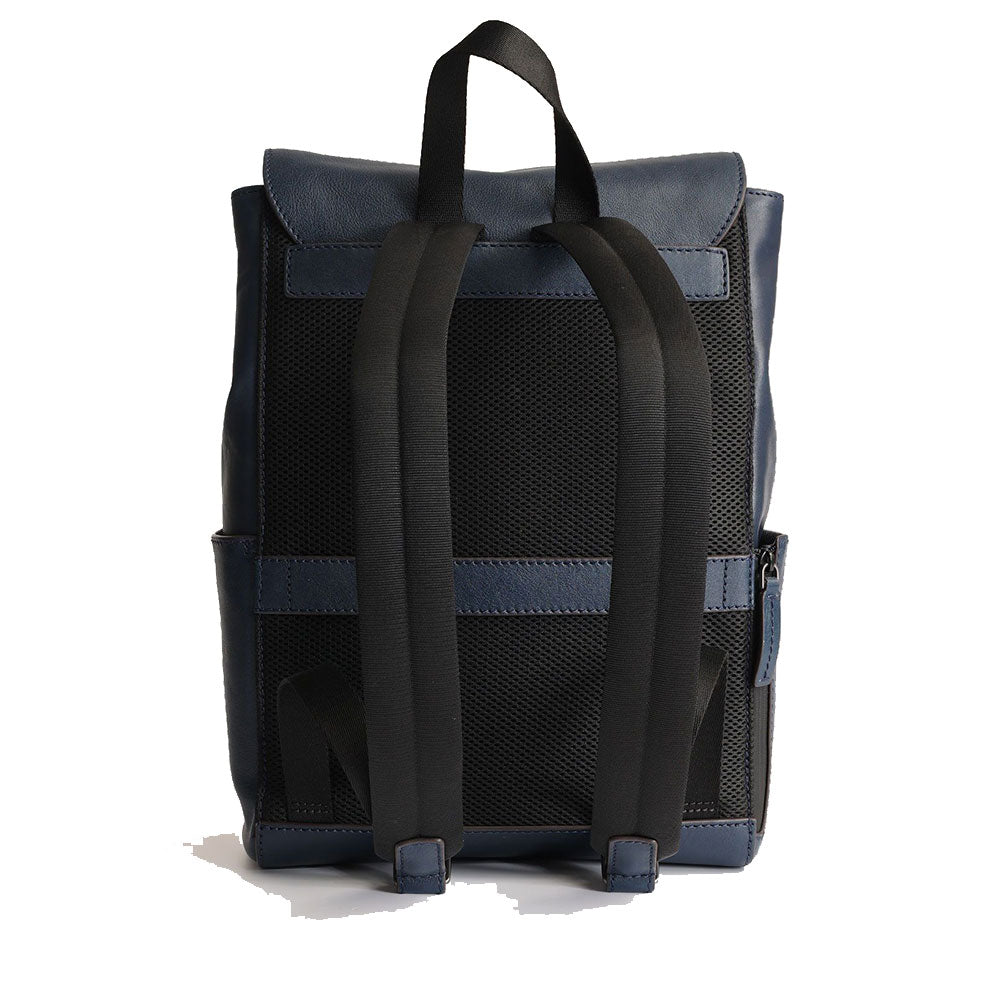 Herrenrucksack mit Klappe THE BRIDGE Damiano-Linie aus blauem Leder