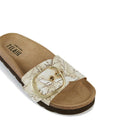 Damenschuhe 1A Classe Alviero Martini Bandeau-Hausschuhe mit Geo-Print Beige 0814