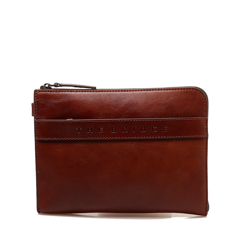 THE BRIDGE Medium Herren-Clutch aus der Giacomo-Linie in braunem Leder