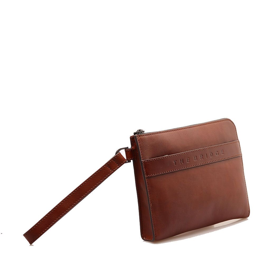 THE BRIDGE Medium Herren-Clutch aus der Giacomo-Linie in braunem Leder