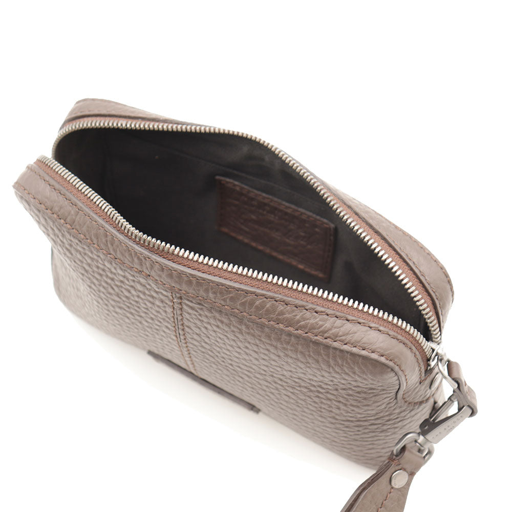 Pouch Uomo THE BRIDGE linea Manfredi in Pelle color Moka