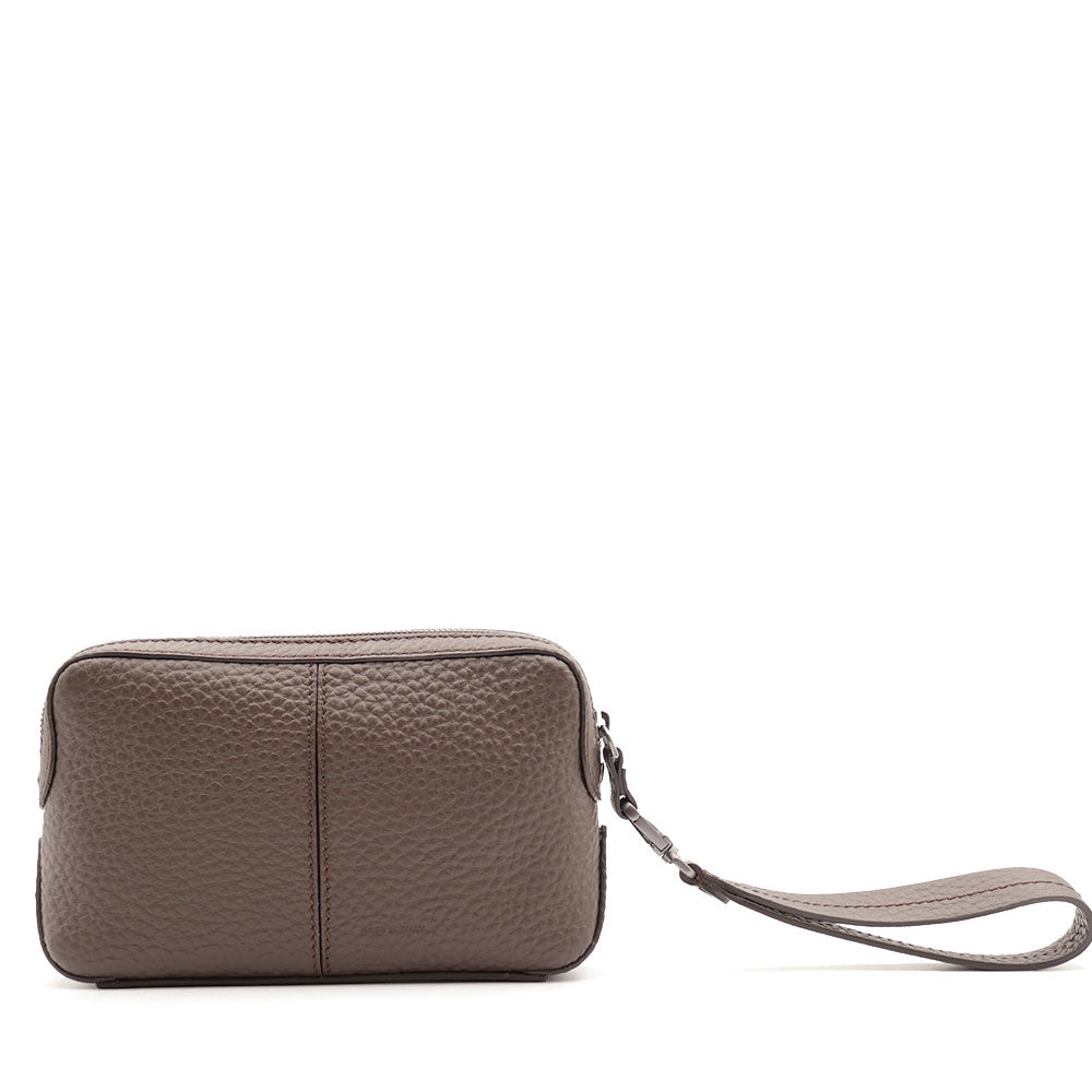Pouch Uomo THE BRIDGE linea Manfredi in Pelle color Moka