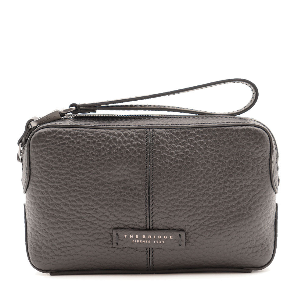 Pouch Uomo THE BRIDGE linea Manfredi in Pelle Nera