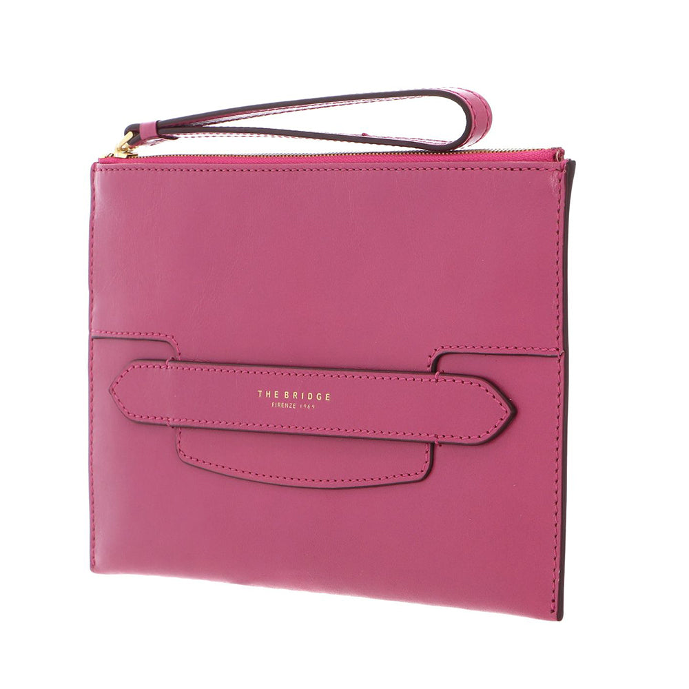 Pochette Donna Grande con Polsiera THE BRIDGE linea Lucrezia in Pelle Rosa Lipstick