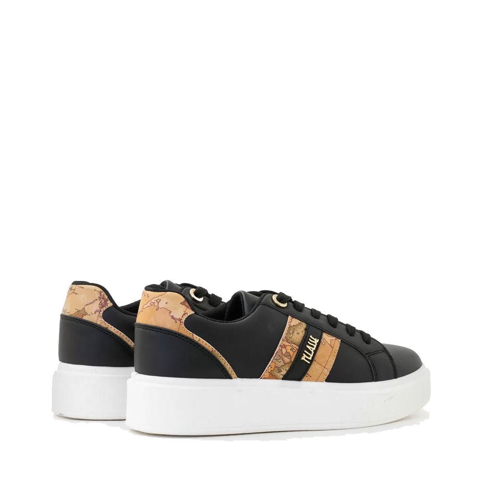 Sneakers Donna 1A Classe Alviero Martini in Eco Nappa NerA con Logo e Bande Geo Classic 1005