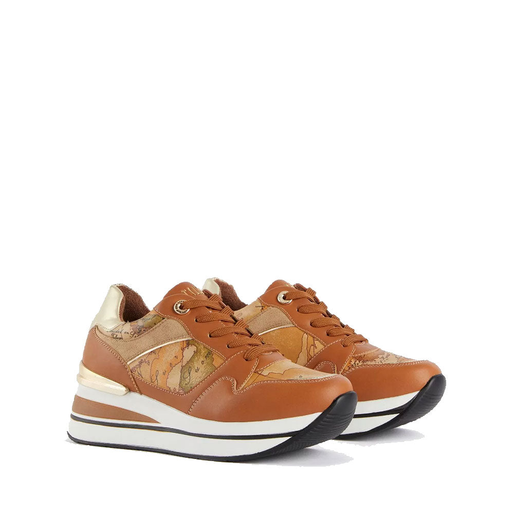 Sneakers Running Donna 1A Classe Alviero Martini color Cuoio con Inserti stampa Geo Classic 1019