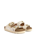 Alviero Martini 1A Klasse 
Doppelband Hausschuhe aus Öko-Nappaleder mit Geo-Print in Beige 1124