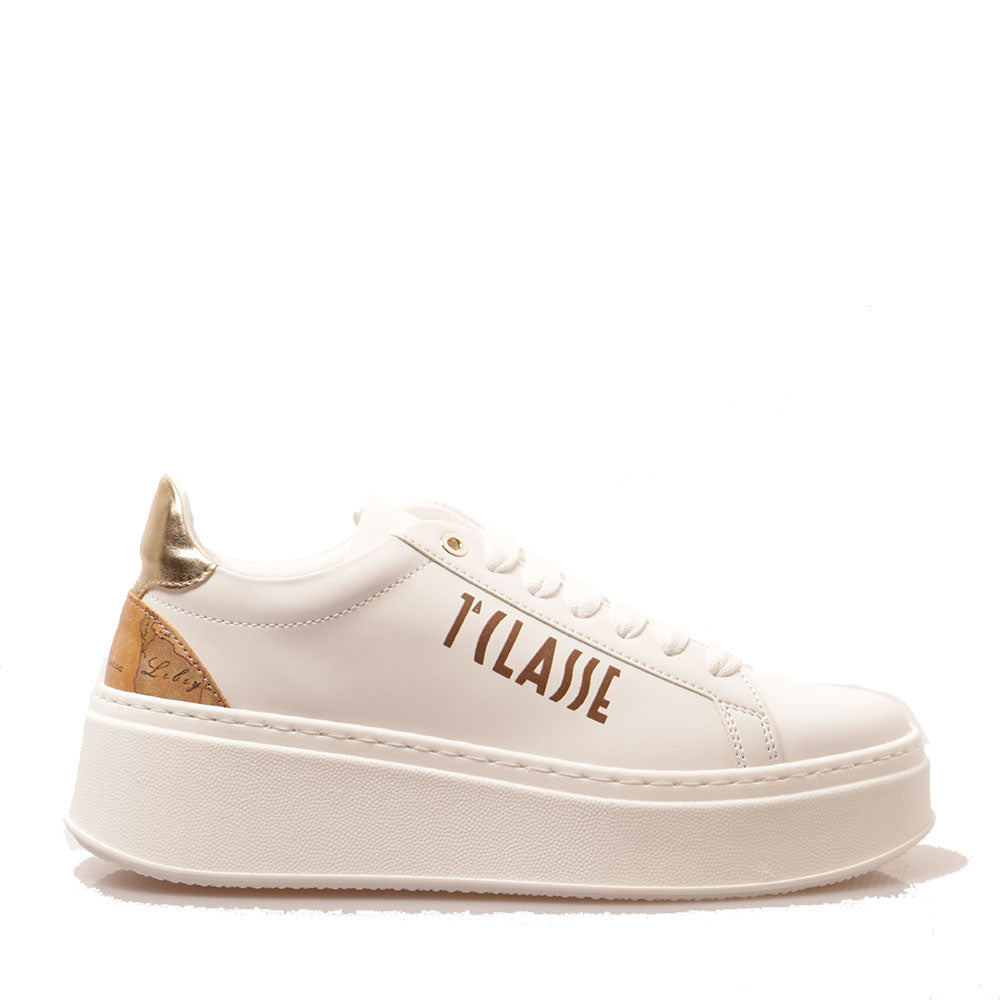 Sneakers Platform 1A Classe Alviero Martini linea Geo Mirage in Tessuto Gommato Bianco 1203