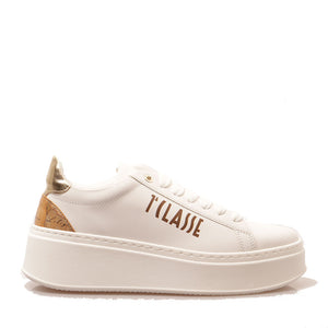 Plateau-Sneaker 1A Classe ALVIERO MARTINI Modell Geo Mirage aus gummiertem Stoff in Weiß 1203