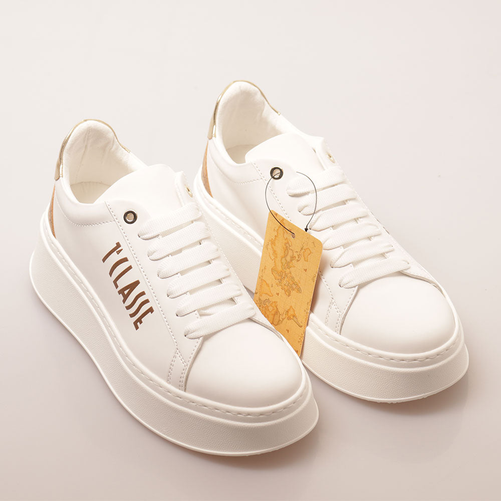 Sneakers Platform 1A Classe Alviero Martini linea Geo Mirage in Tessuto Gommato Bianco 1203